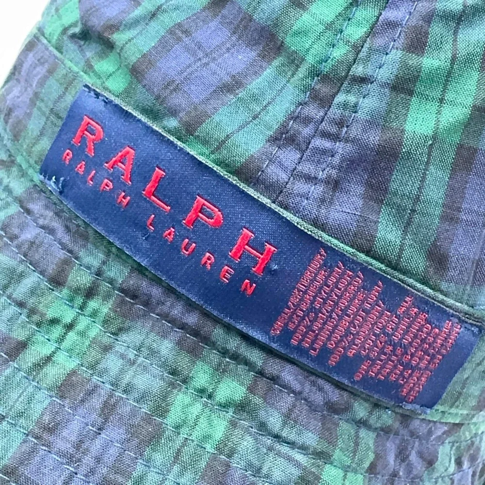 Ralph Lauren Reversible Bucket Hat Black Watch Plaid Nylon RALPH Embroidered OSF